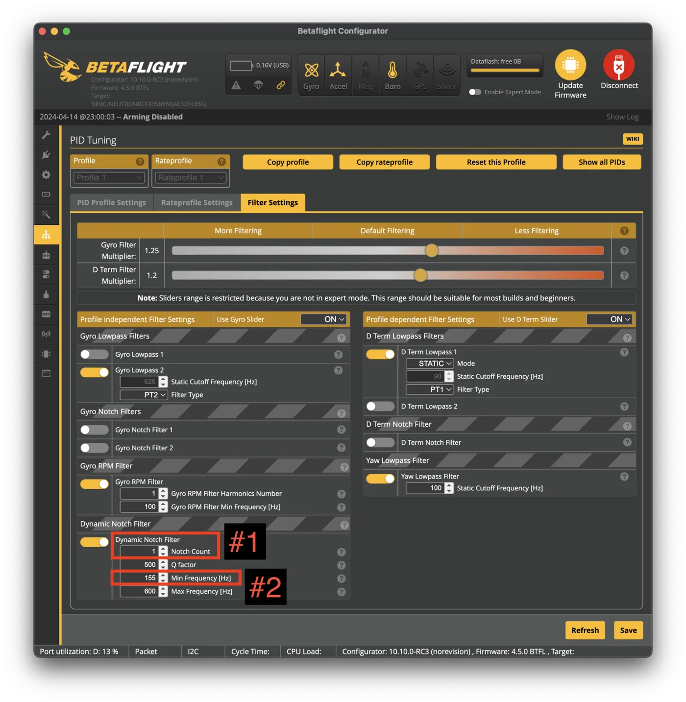 Filtr Dynamic Notch